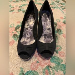 New Black Rampage Cork Wedge Heels, 7.5, 3 inches heel height